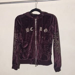BCBG velvet track zip up hoodie